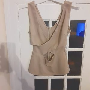 Tan front cut out top with back zipper and cut out under boob area